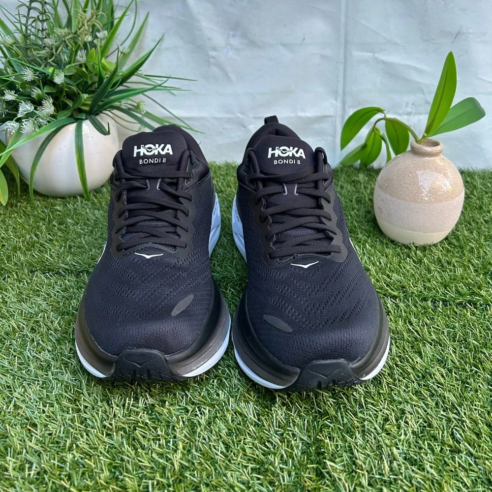 HOKA BONDI 8 Running black and white Shoe women size 12.5 2E new/no box